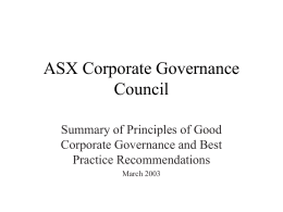 ASX Corporate Governance Council