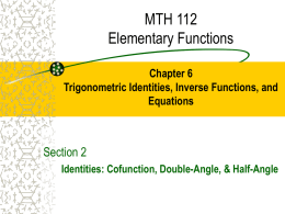 MTH 112 Elementary Functions - Blue Mountain Community College