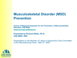 Musculoskeletal Disorder (MSD) Prevention