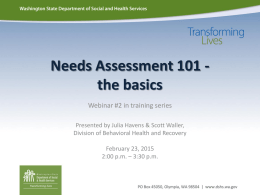 Needs Assessment 101 - the basics