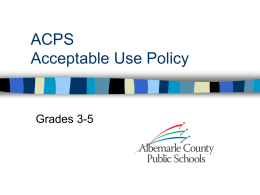Acceptable Use Policy - Albemarle County Public Schools