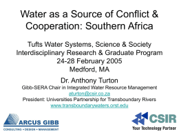 Water as a Source of Cooperation: Southern Africa Tufts