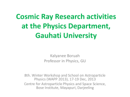 Cosmic Ray Research activities at the Physics Department