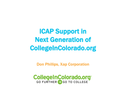ICAP Support in Next Generation of CollegeInColorado.org