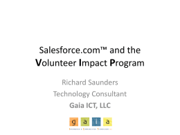 Salesforce.com™ and the Volunteer Impact Program