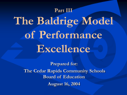 The Baldrige Model of Excellence - CRCSD