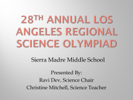 LA County Science Olympiad 2013