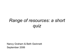 Range of resources: a short quiz