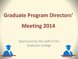 Graduate Program Directors Workshop 2013