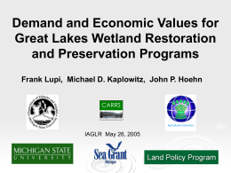Estimating Economic Values for Great Lakes Coastal Wetlands