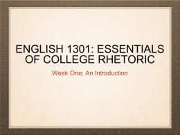 English 1301: Essentials of college rhetoric