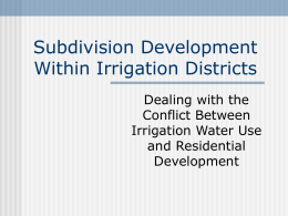 Subdivision Development Within Irrigation Districts