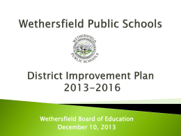 Wethersfield Public Schools District Improvement Plan 2011