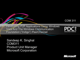 Developing P2P Applications Using Windows Vista And The