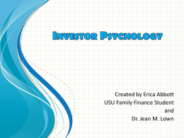 Investor Psychology - Utah State University