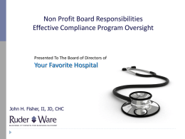Roadmap for an Effective Compliance and Ethics Program
