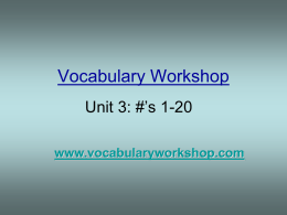 Vocabulary Workshop - Levittown School District