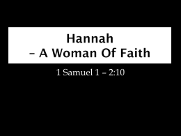 Hannah &ndash; A Woman Of Faith