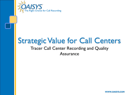 Strategic Value for Call Centers