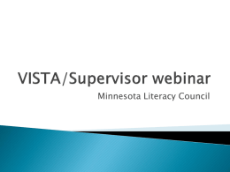 VISTA/Supervisor webinar - Minnesota Literacy Council