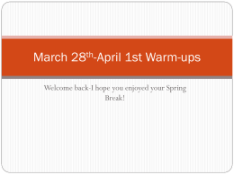 March 30th-April 3rd Warm-ups
