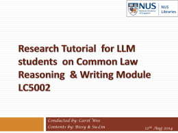 Research Tutorial for LLM students on Common Law Reasoning