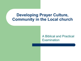 Developing Prayer Culture, Community in the Local church