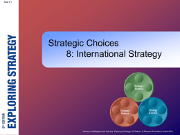 Strategic Choices 8: International Strategy