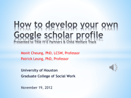 How to develop your own google scholar profile