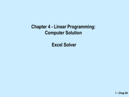 Chapter 3 - Linear Programming: Computer Solution and