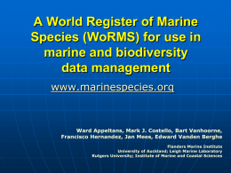 Towards a World Register of Marine Species