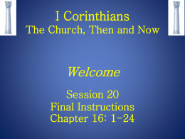 I Corinthians The Church Then and Now