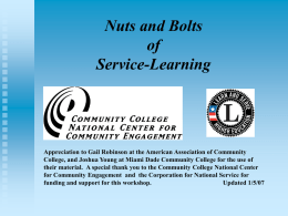 Service-Learning Overview for Comm. Colleges