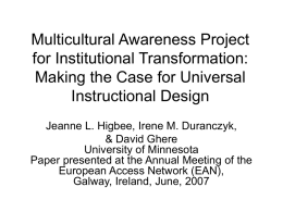 Multicultural Awareness Project for Institutional