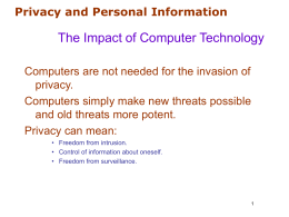 Privacy and Personal Information