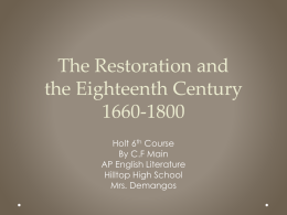 The Restoration and the Eighteenth Century 1660-1800