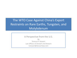 The WTO Case Against China’s Export Restraints on Rare