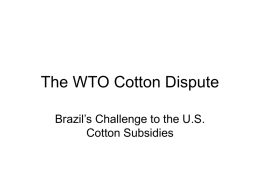 The WTO Cotton Dispute