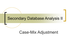Secondary Database Analysis II