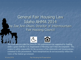 Idaho Legal Aid Services Fair Housing Presentation