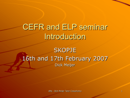 CEFR and ELP seminar - Welcome to the ECML | Bienvenue au …