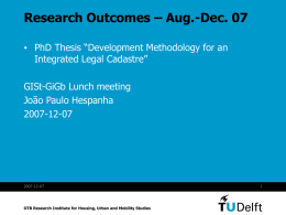 PhD Research Outcomes Aug.Dec. 07