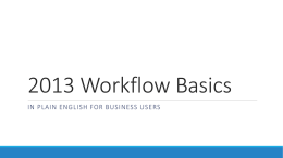 2013 Workflow Basics