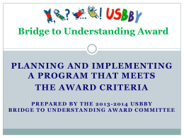 Bridge to Understanding Award