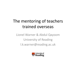 Lionel Warner Presentation - The mentoring of teachers