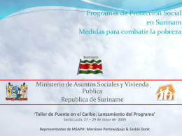 Social Protection Programs in Suriname Measures to combat