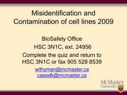 Testing for contamination or misidentification