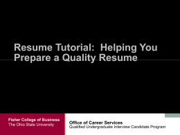 Marketing Yourself with a Resume
