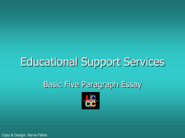 Basic Five Paragraph Essay (PowerPoint)