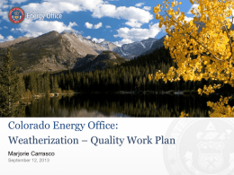 Colorado Energy Office: Weatherization – Quality Work Plan